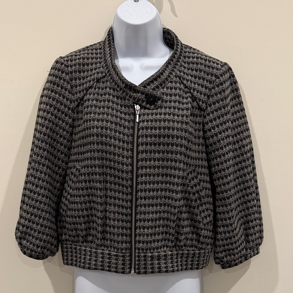 To the Max XS Black & Gray Tweed Bomber Jacket